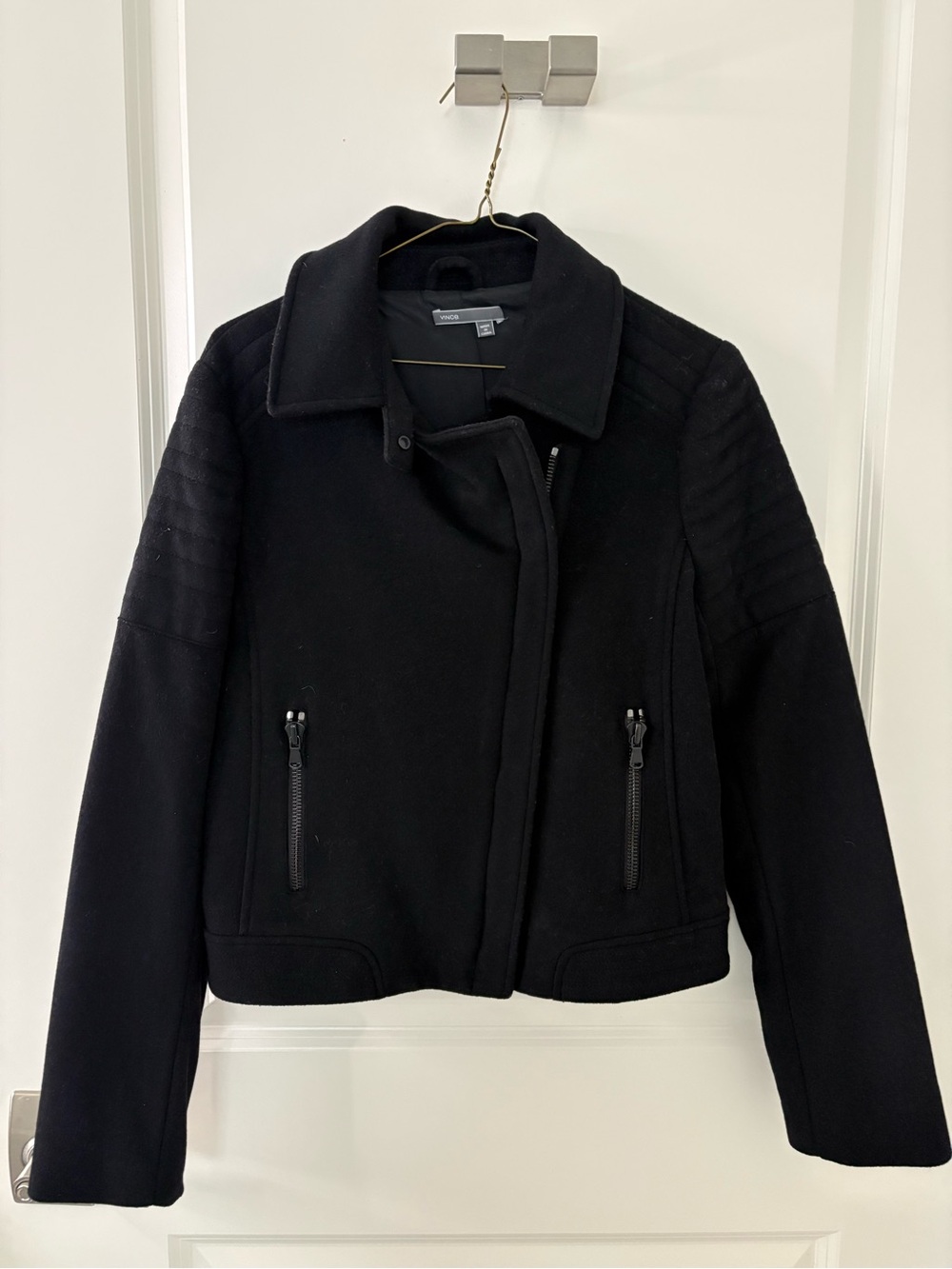 Vince Black Women's Wool Blend Zip Jacket